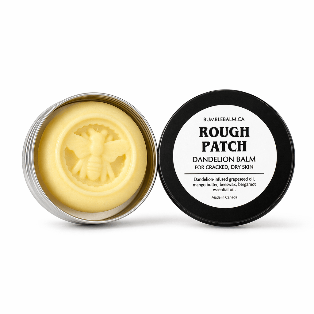ROUGH PATCH dandelion balm puck in black tin by BumbleBalm